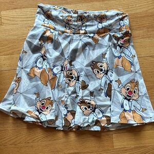 Gray Cartoon Character Print Skirt